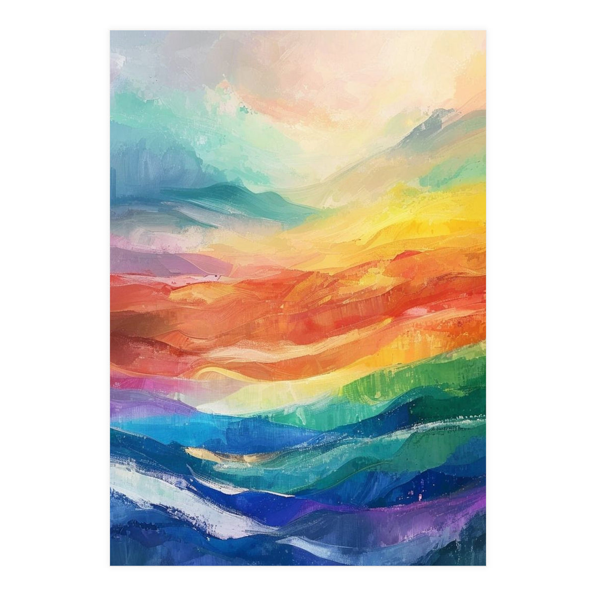 Vibrant Impasto Abstract Landscape Painting (Print Only)
