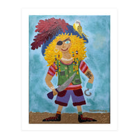 Finn, the Pirate, with Cookie, his Parrot (Print Only)