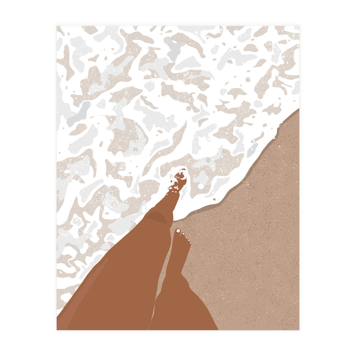 Shorelines, Girl On Ocean Beach, Sea Nature Landscape Travel Summer, Bohemian Black Woman Sand Waves Self Care (Print Only)