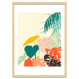 Tropical Nature, Botanical Pastel Jungle Plants Illustration, Minimal Bohemian Palm Monstera Forest thumbnail