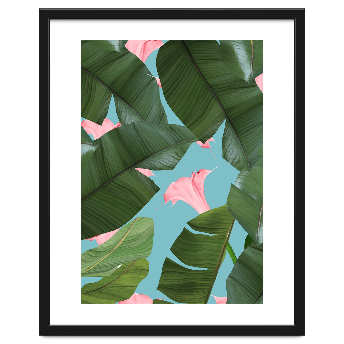 Wild Flower, Tropical Jungle Banana Leaves Botanical, Floral Nature Garden Blush Plants