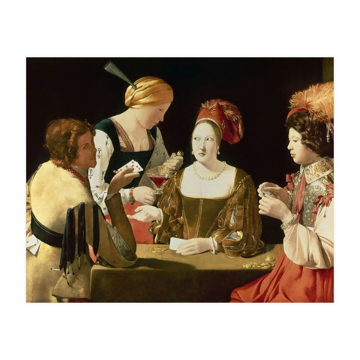 French school. The Cheater with the Ace of Diamonds. Le Tricheur à l'As de Carreaux. 17th century... (Print Only)