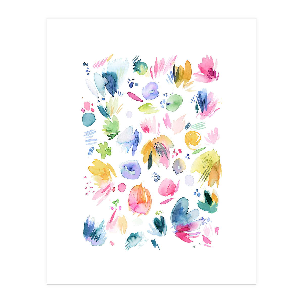 Abstract Watercolor Summer Flowers I (Print Only)