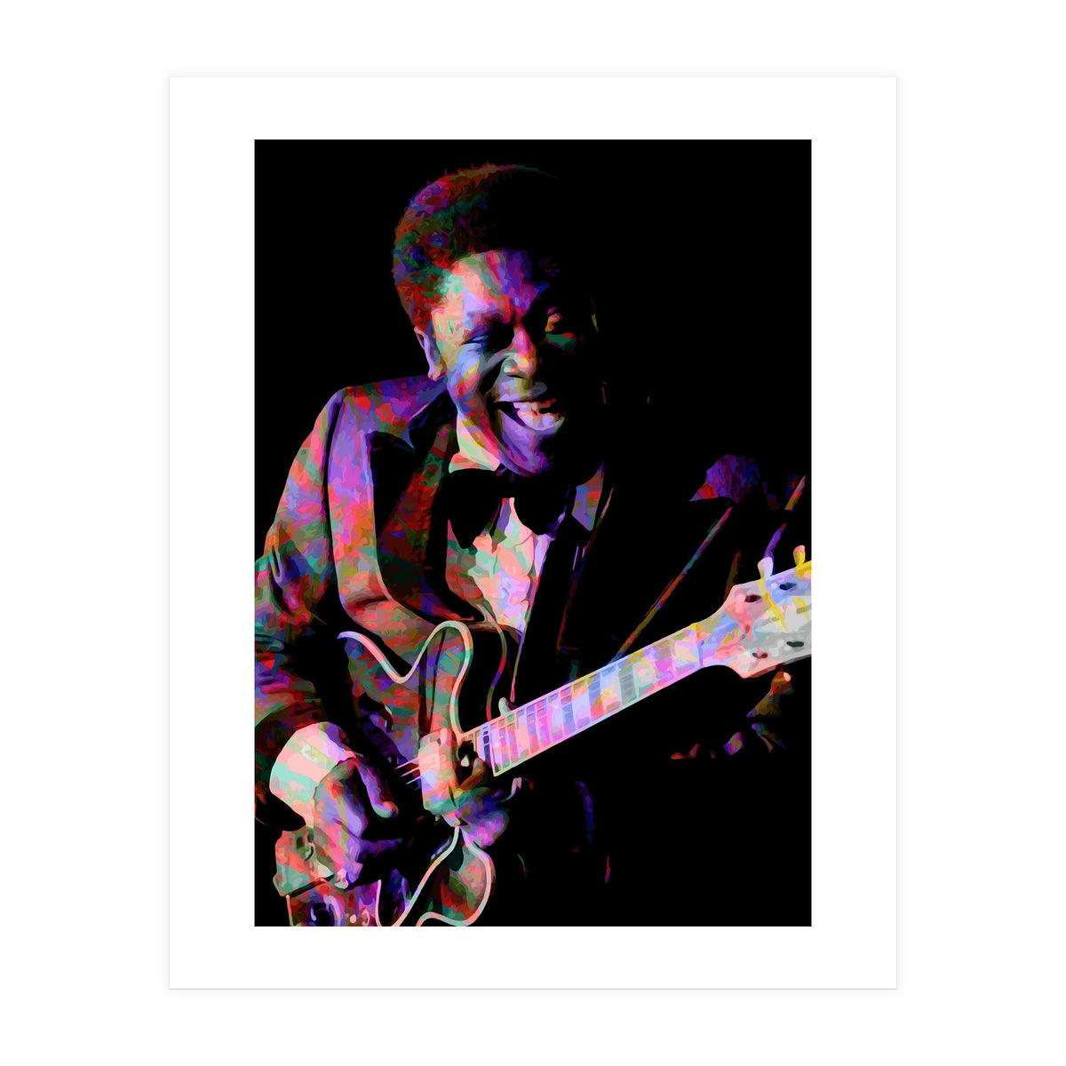BB King. King Blues Guitarist. Blues Musician Legend Colorful (Print Only)