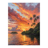 Impressionist Tropical Sunset Over Paradise Island (Print Only) thumbnail