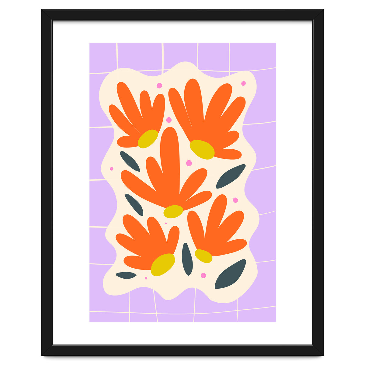 Modern Grid Floral Violet