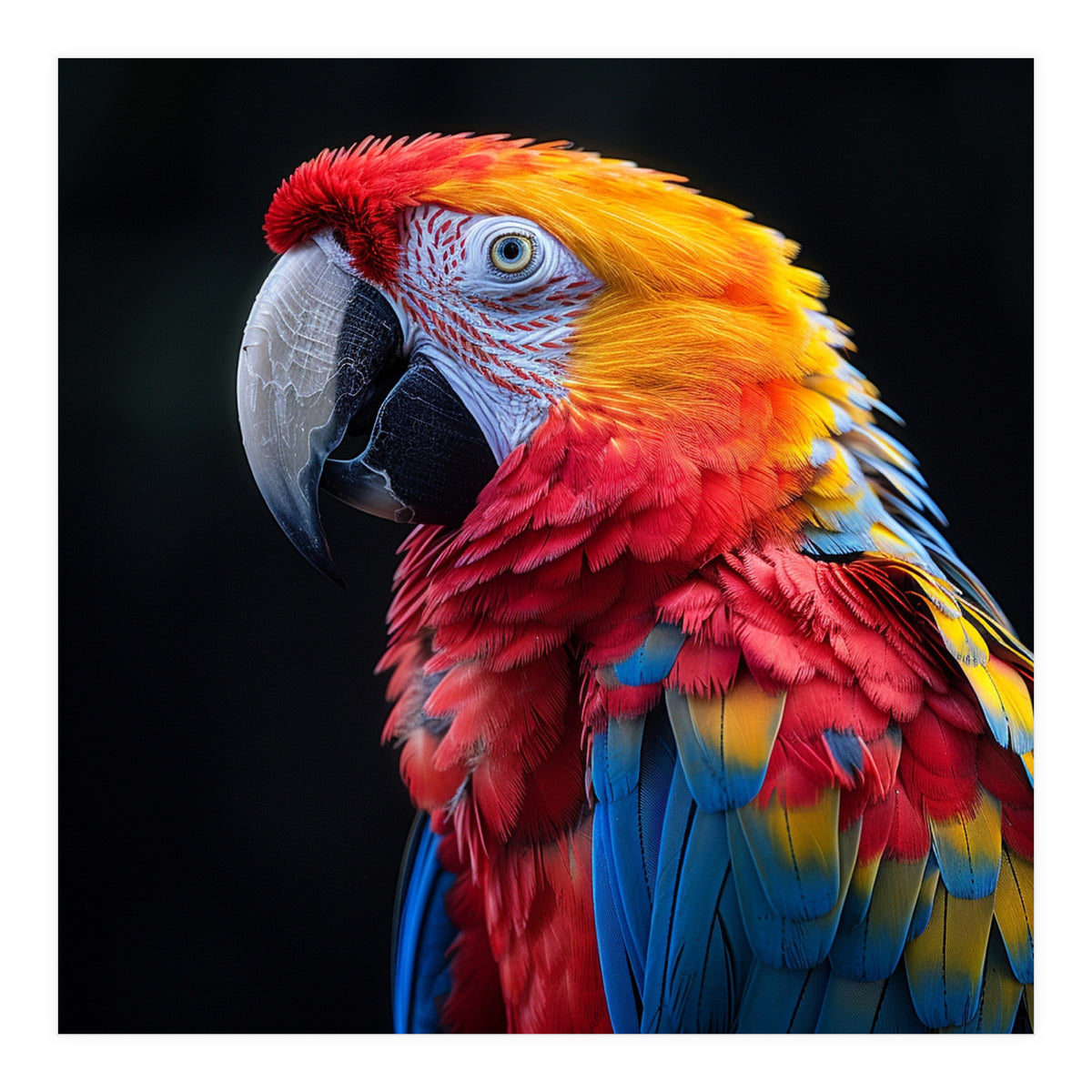 Scarlet Macaw Parrot Vibrant Plumage Close Up (Print Only)