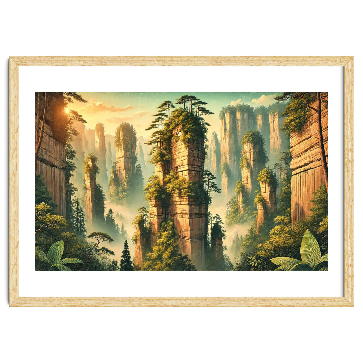 Vintage China, Zhangjiajie Stone Pillars Poster
