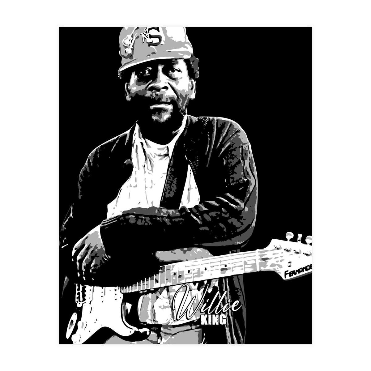 Willie King American Blues Musician in Grayscale (Print Only)