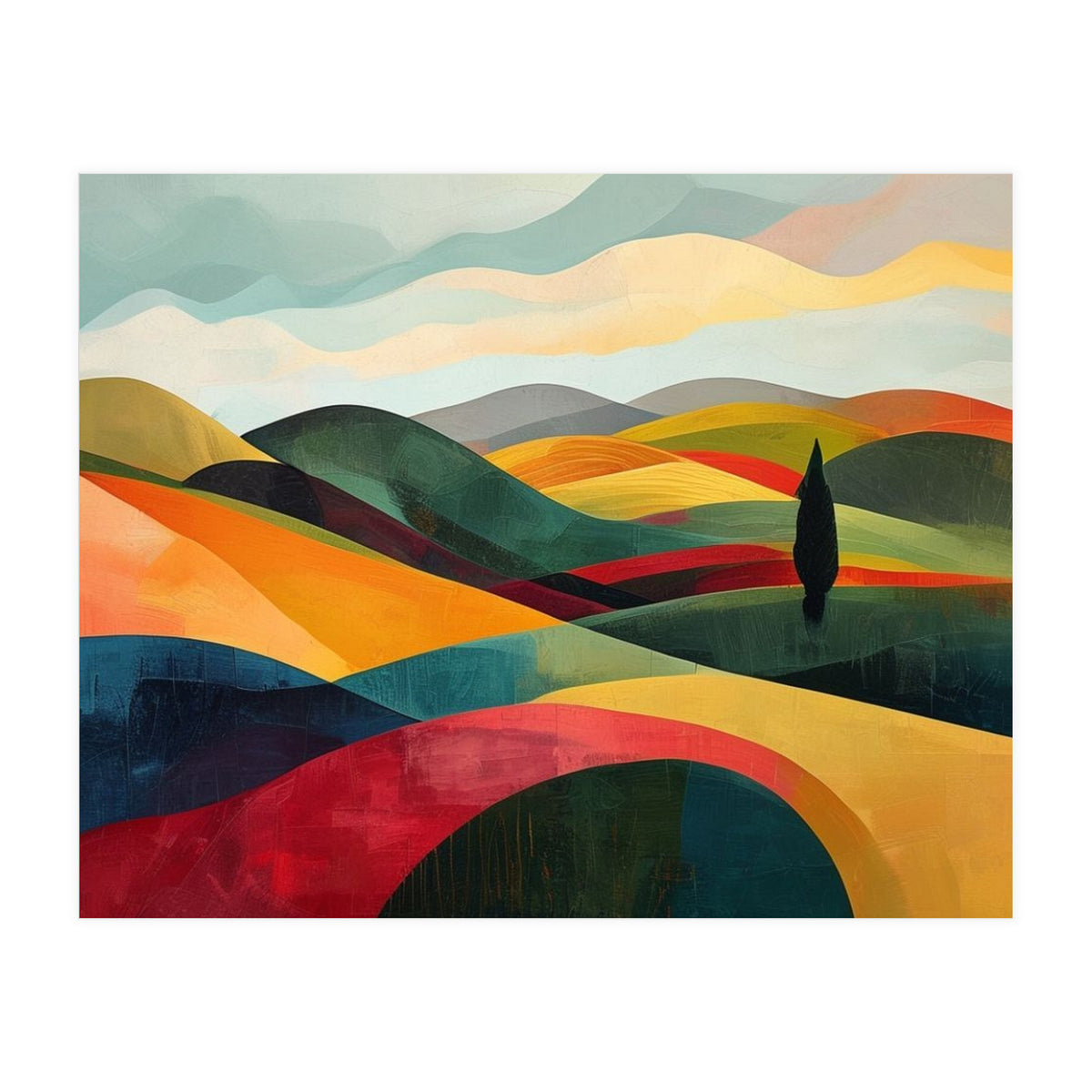 Abstract Tuscan Hills Landscape Painting (Print Only)