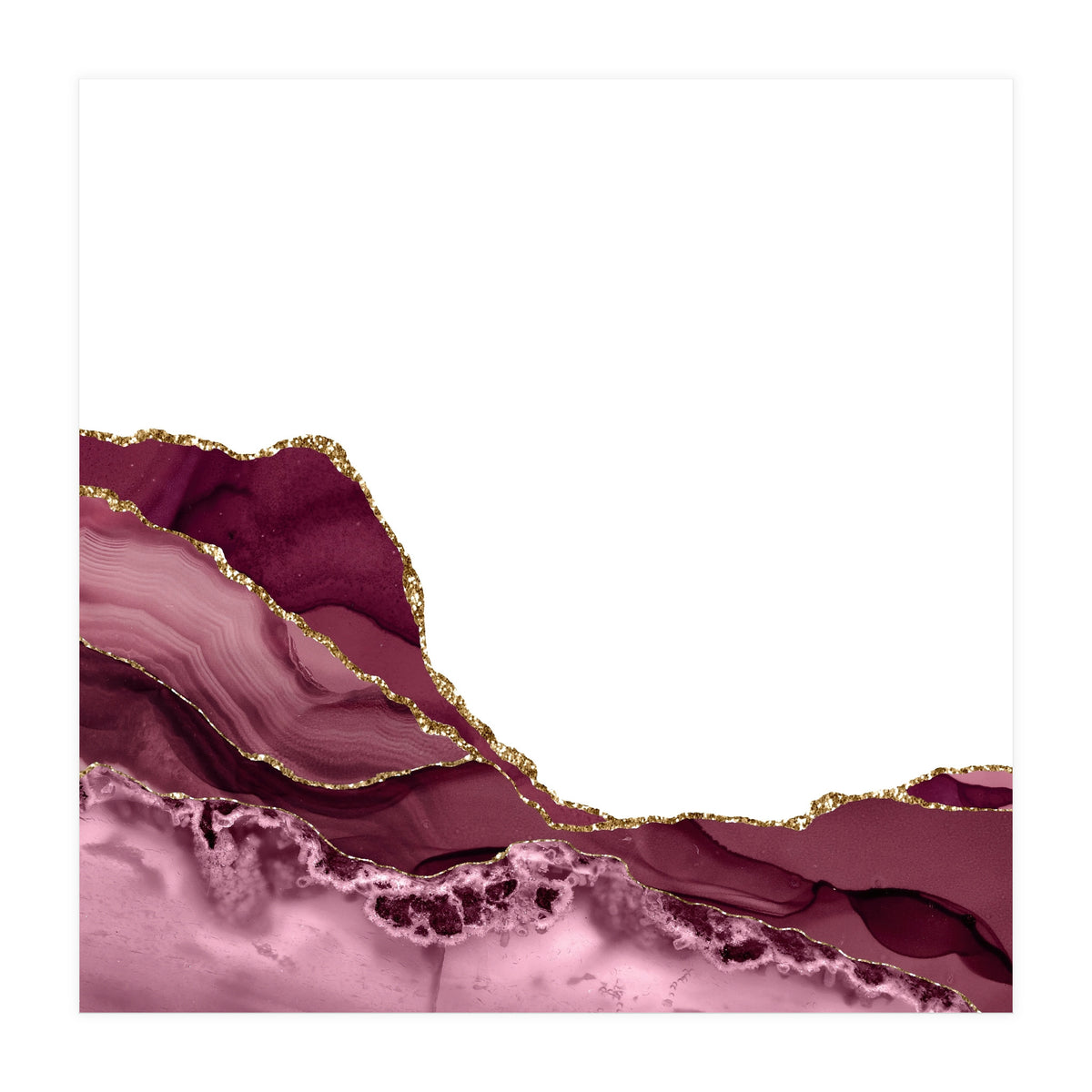 Burgundy & Gold Agate Texture 23  (Print Only)