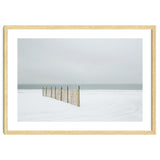 Wood fence in the winter snow beach thumbnail