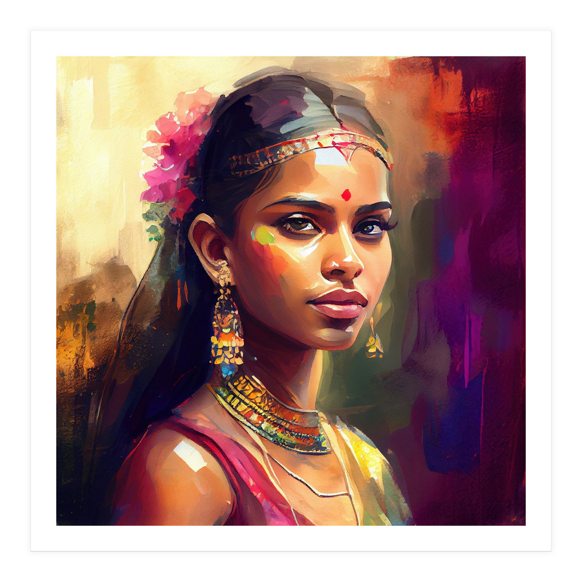 Golden Garland Sinhalese Portrait (Print Only)