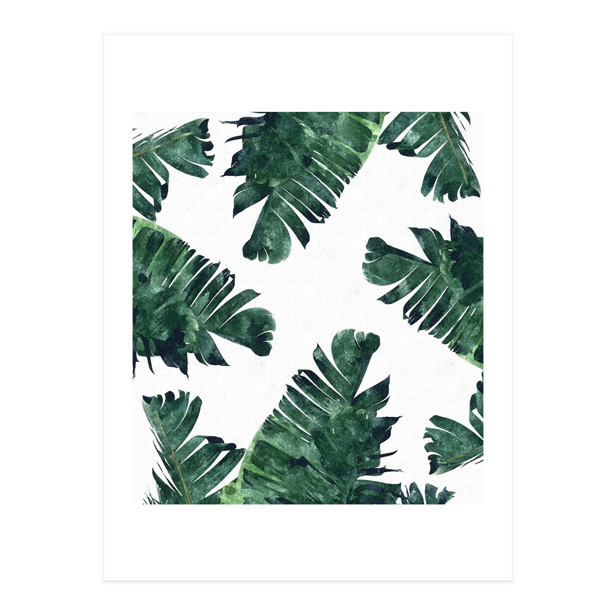 Banana Leaf Watercolor Painting, Tropical Nature Botanical Palm Illustration Bohemian Minimal Luxe (Print Only)