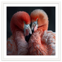 Two Flamingos Together Showing Affection