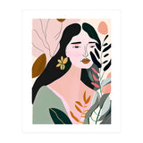 Reinvent, Beautiful Woman Girl Pastel Line Art, Minimal Botanical Nature Portrait, Modern Bohemian Drawing Nomadic Summer Self Love (Print Only) thumbnail