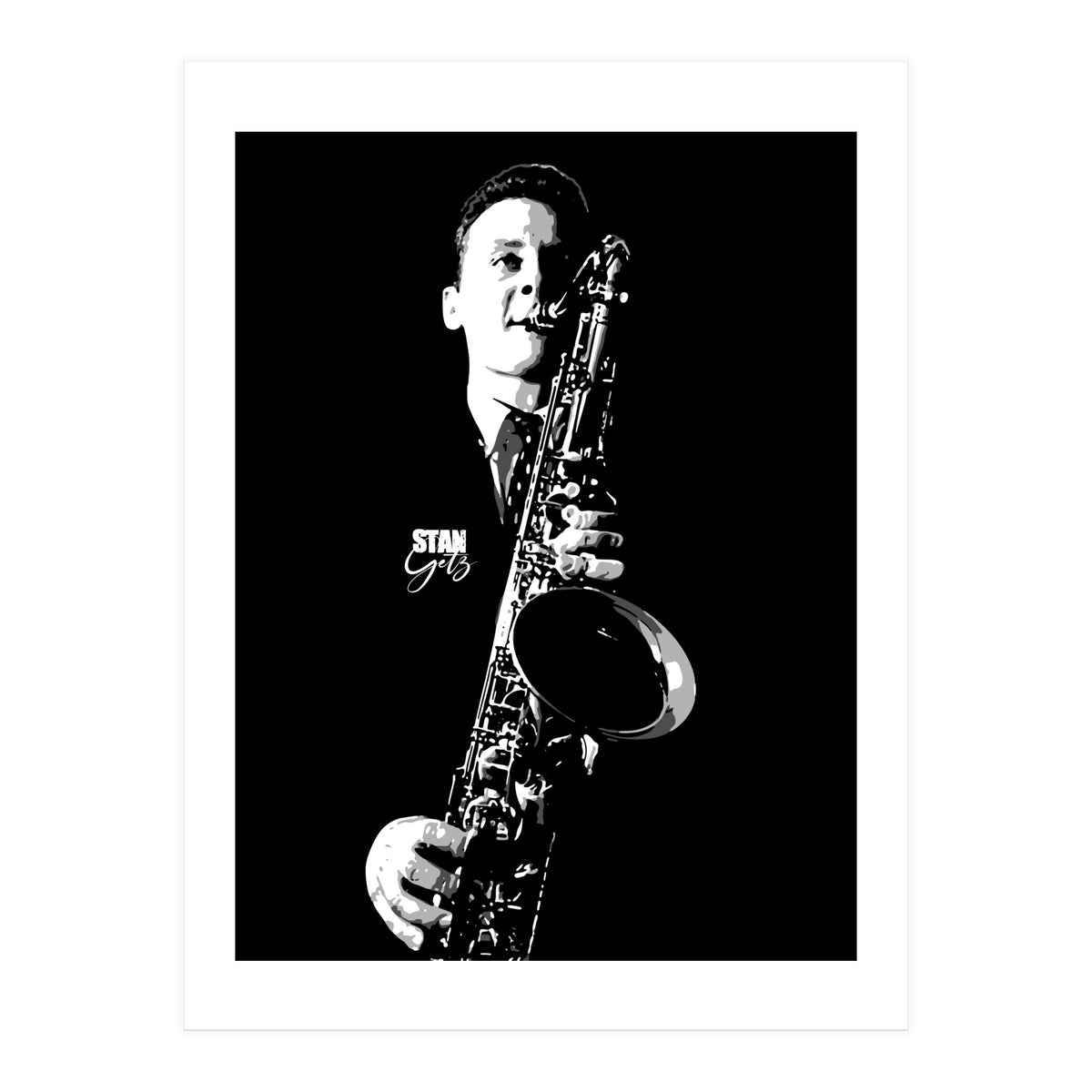 Stan Getz American Jazz Saxophonist in Grayscale (Print Only)