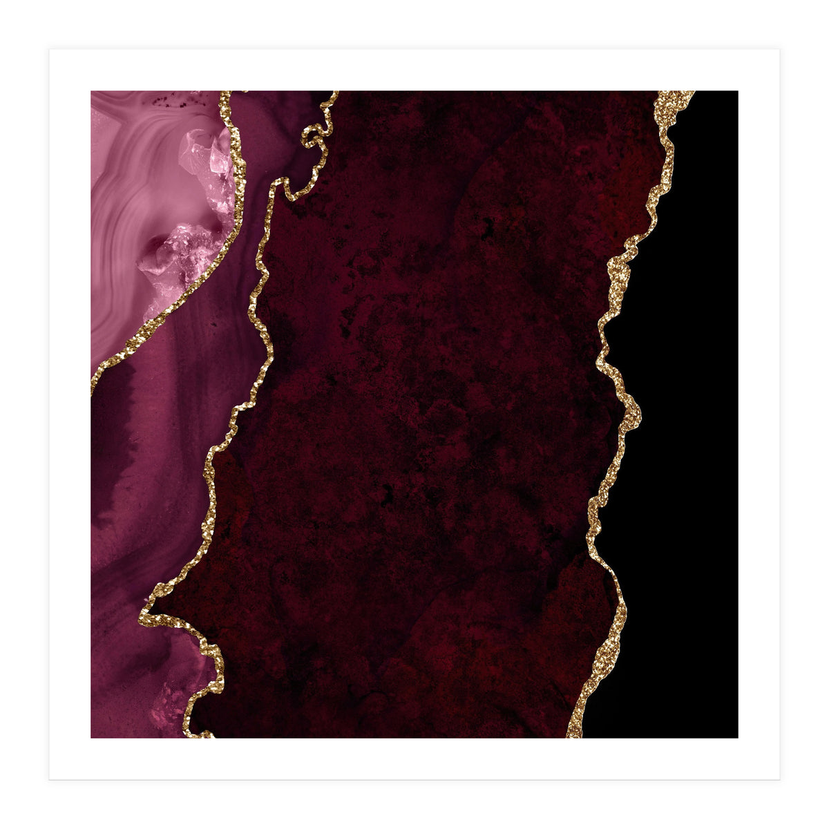 Burgundy & Gold Agate Texture 15  (Print Only)