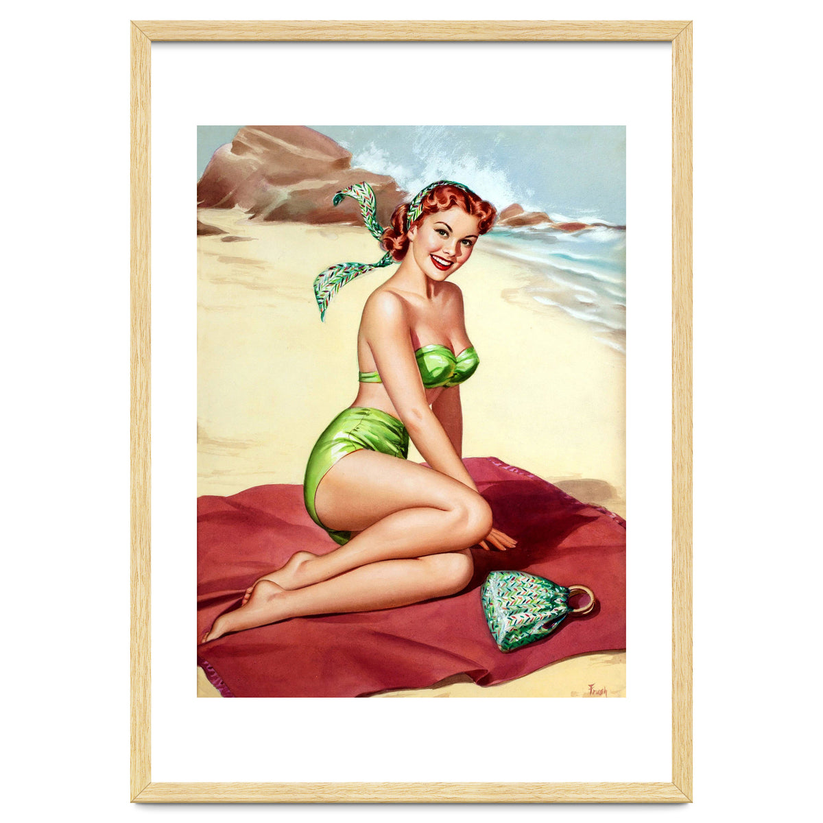 Smiling Pinup Sexy Girl On The Beach