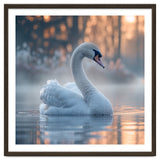 Serene White Swan Gliding On Misty Water thumbnail