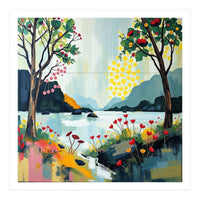 Serene Mountain Lake Landscape (Print Only)