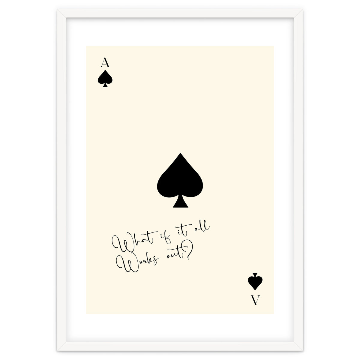 Ace of Spades Motivational Card Print, What If It All Works Out Poster