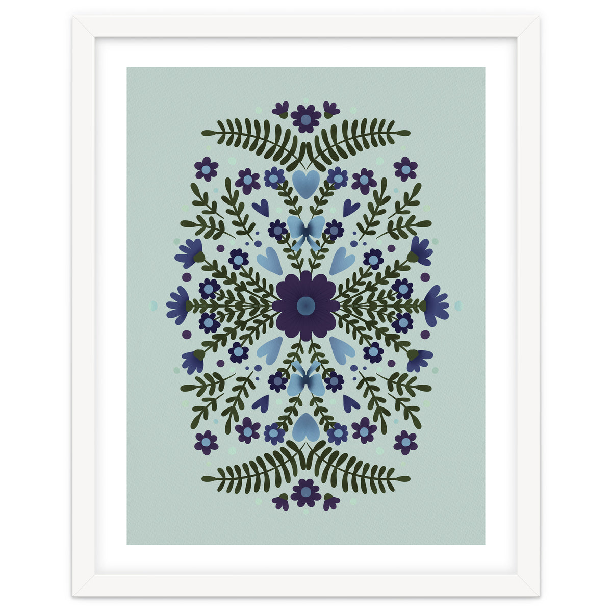 Flowers And Bows Blue And Green