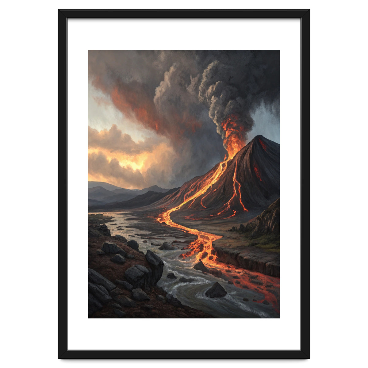 Dramatic Volcanic Eruption Landscape Art