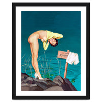 Sexy Pinup Girl With No Swimming Sign