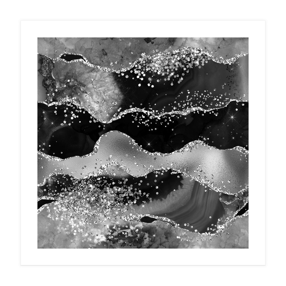 Black Glitter Agate Texture 07  (Print Only)