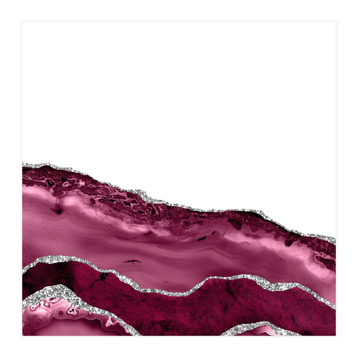 Burgundy & Silver Agate Texture 10 (Print Only)