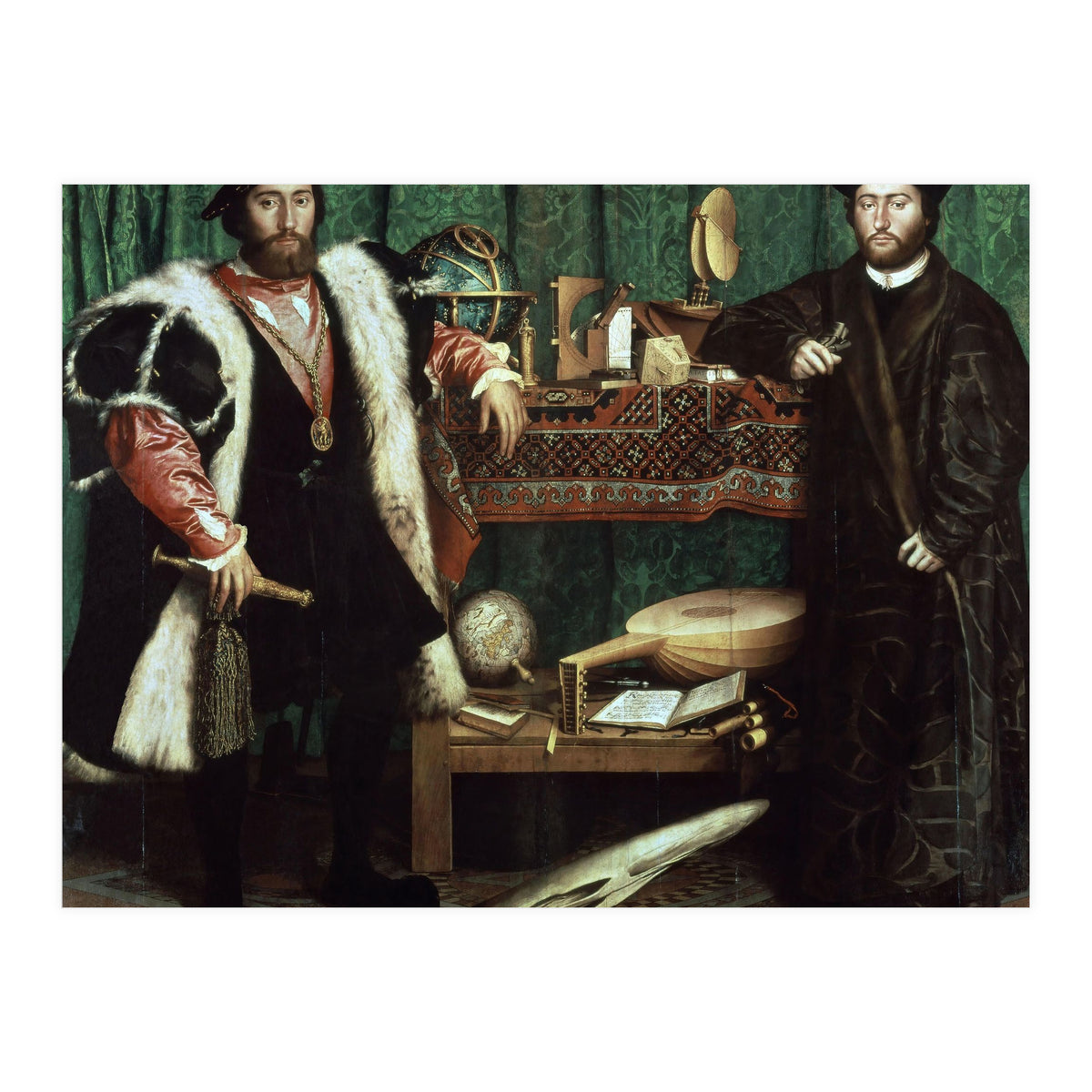 Germany school. The Ambassadors (with anamorphosis in the lower part of the painting). 1533. Oil ... (Print Only)