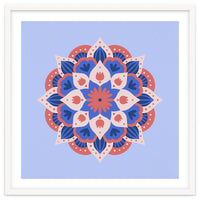 Mandala flower - blue and coral