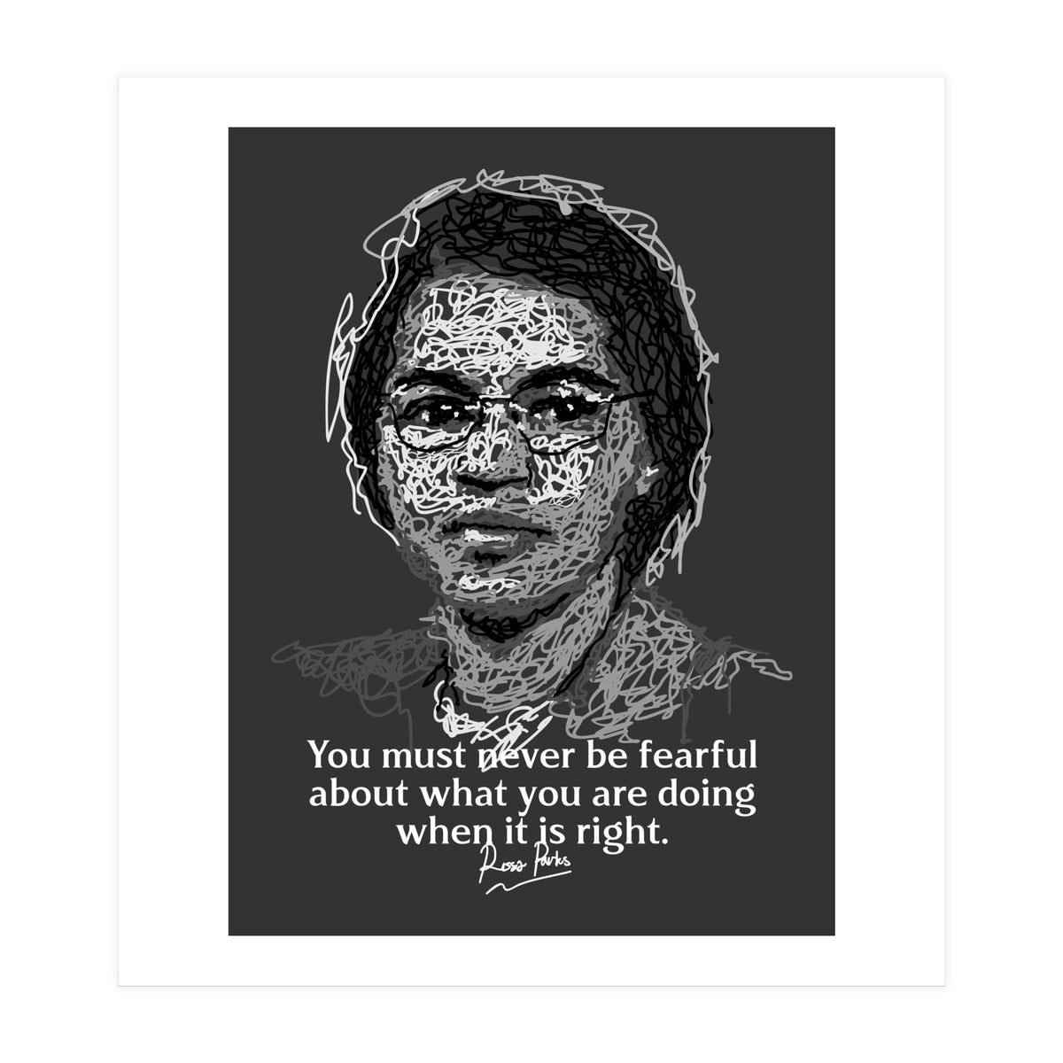 Rosa Parks  American Activist Legend in Scribble Art (Print Only)