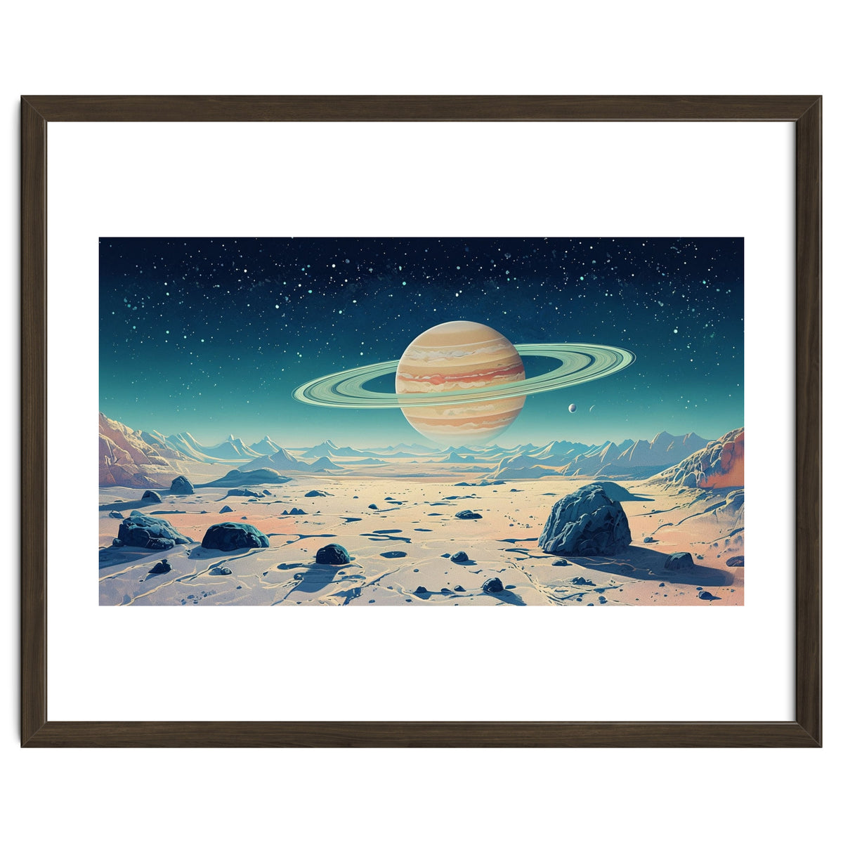 Alien Horizon: Saturn-Inspired Planetary Landscape