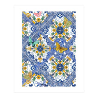 Sicilian Italian Tiles Butterflies And Flowers (Print Only)