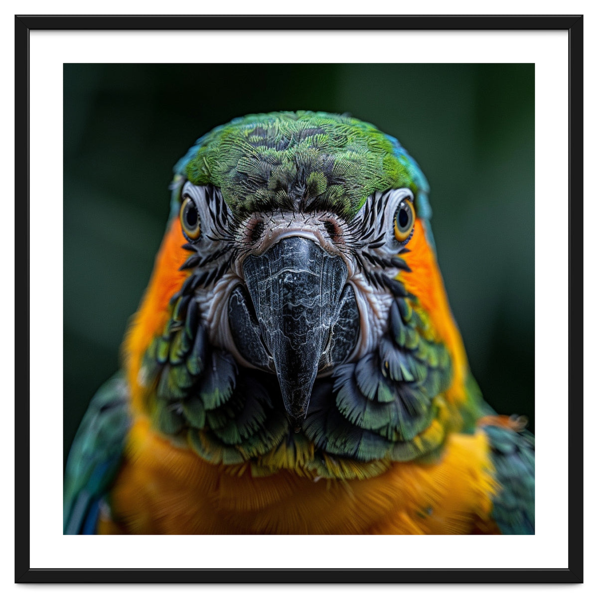 Blue And Gold Macaw Face Focused Portrait