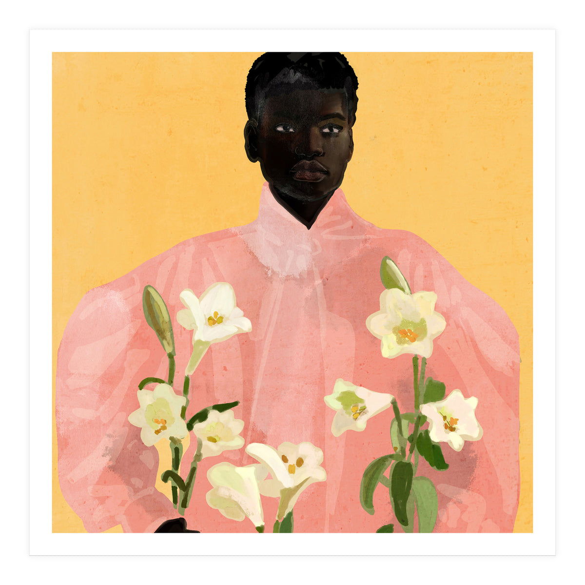 Girl Holding Flowers 2 (Print Only)