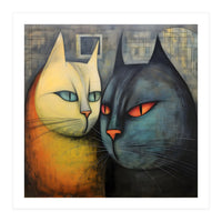 FURRY FRIENDS: GOLDIE AND CHARCOAL, lively duo of animated cats – green eyes, orange eyes. Whiskers charm. (Print Only)
