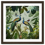 Vintage Exotic Asian Peacocks In Tropical Jungle Landscape thumbnail