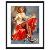 Pinup Girl Playing With Two Little Cats thumbnail