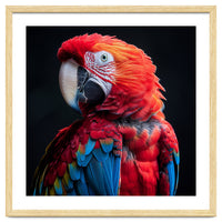 Scarlet Macaw Parrot Detailed Feather Close Up Portrait