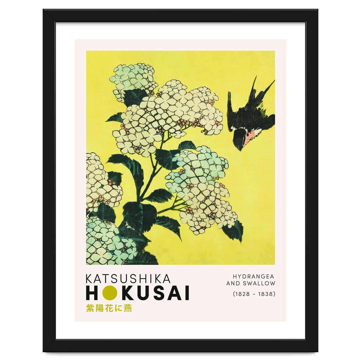 Katsushika Hokusai - Hydrangea and swallow