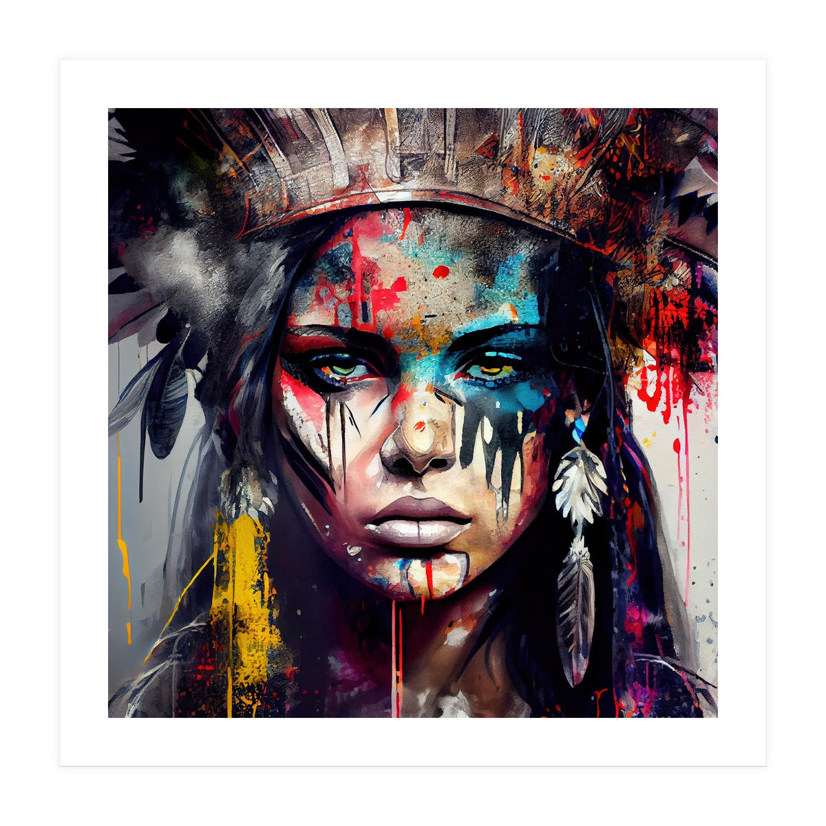 Powerful American Native Warrior Woman #5 (Print Only)