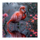 Elegant Flamingo Standing In Water Reflection (Print Only) thumbnail