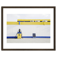 Yellow and blue gas station