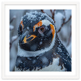 Penguin In Snow Falling Close Up Portrait thumbnail