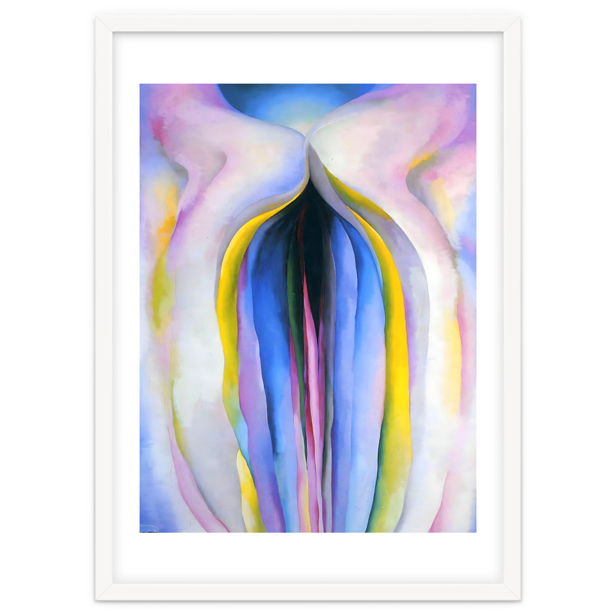 Georgia O’Keeffe – Grey Line with Black, Blue and Yellow (1923) | Elegant Abstract Modernist Composition with Bold Color Contrast