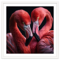 Two Flamingos Together