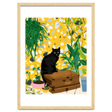 Urban Jungle Cat, Black Cats Pets Terrazzo Decor, Whimsical Bohemian Animals Illustration, Eclectic Quirky Travel thumbnail